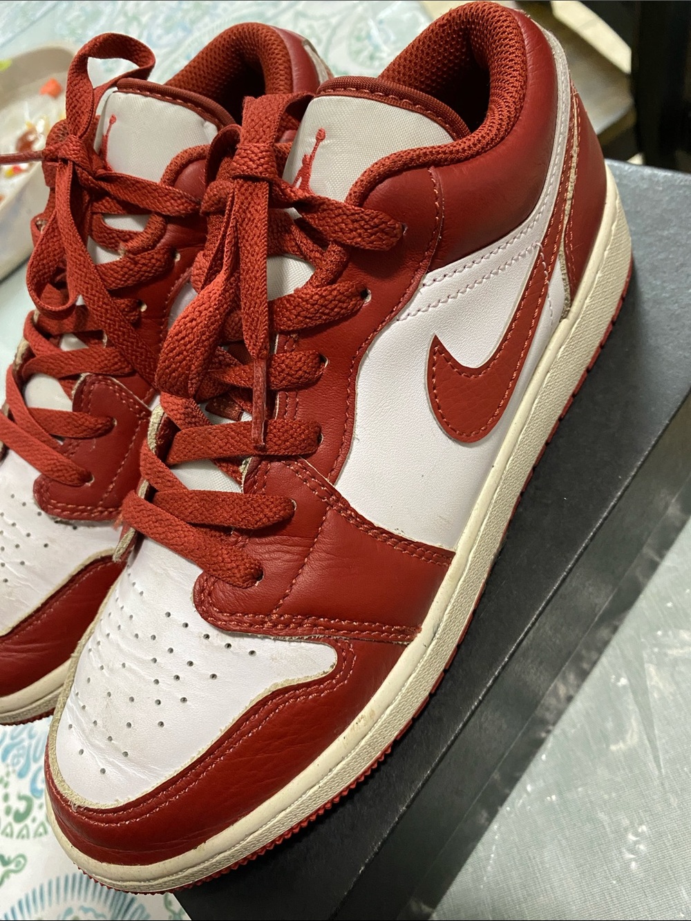 Nike Women’s Red & White Low-Top Sneakers with Classic Swoosh